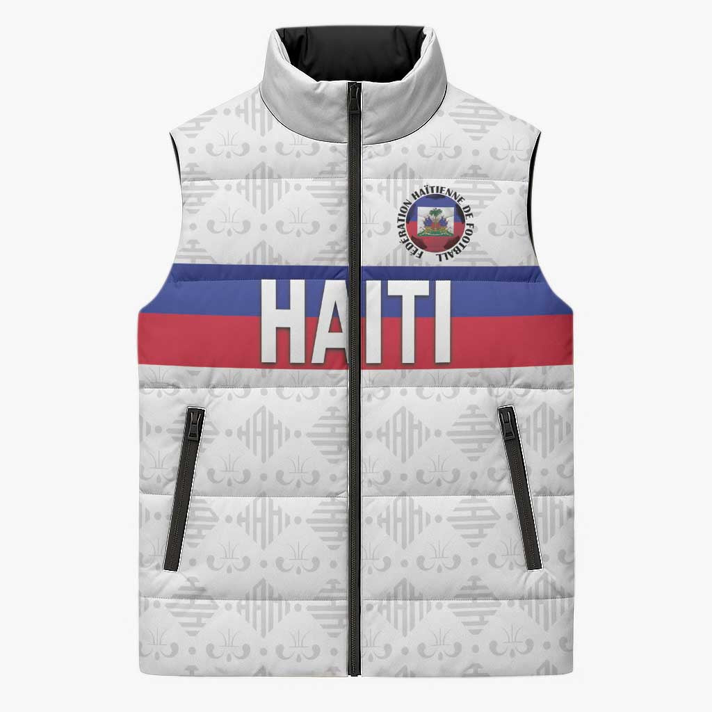 Custom Afro Haiti Football Sleeveless Puffer Jacket Ekip Foutbol Ayiti