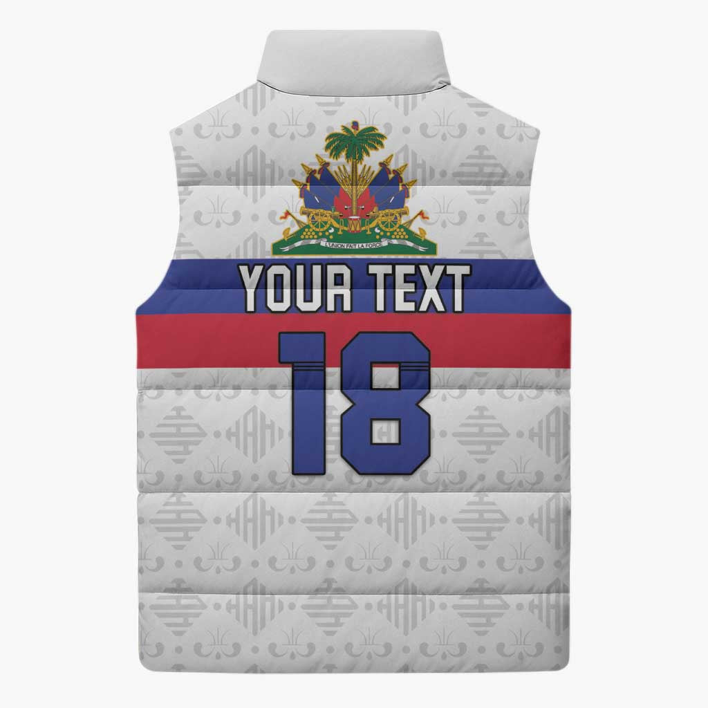 Custom Afro Haiti Football Sleeveless Puffer Jacket Ekip Foutbol Ayiti