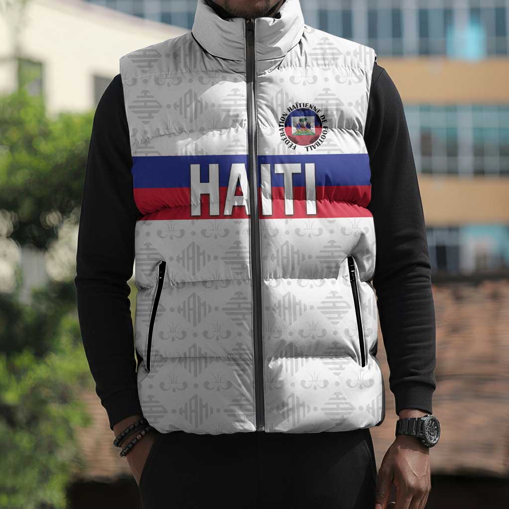 Custom Afro Haiti Football Sleeveless Puffer Jacket Ekip Foutbol Ayiti