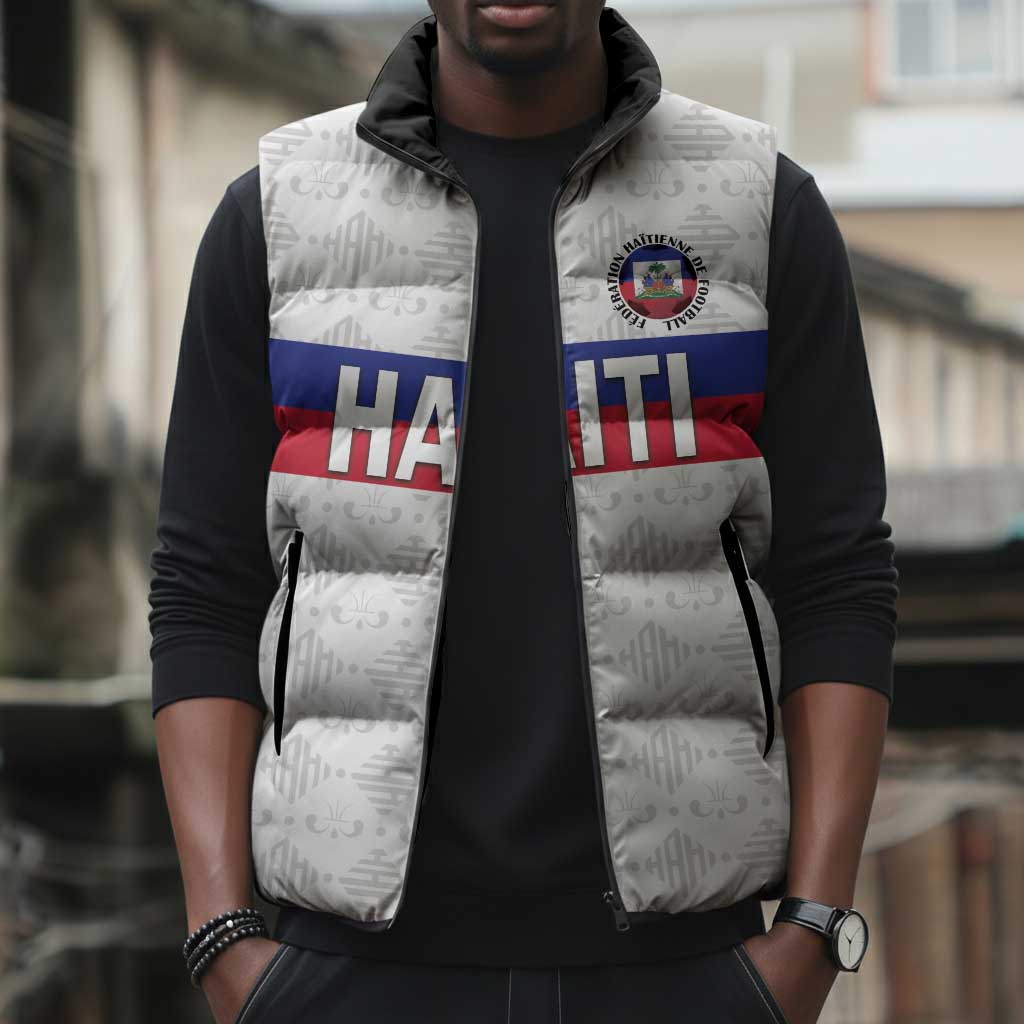 Custom Afro Haiti Football Sleeveless Puffer Jacket Ekip Foutbol Ayiti