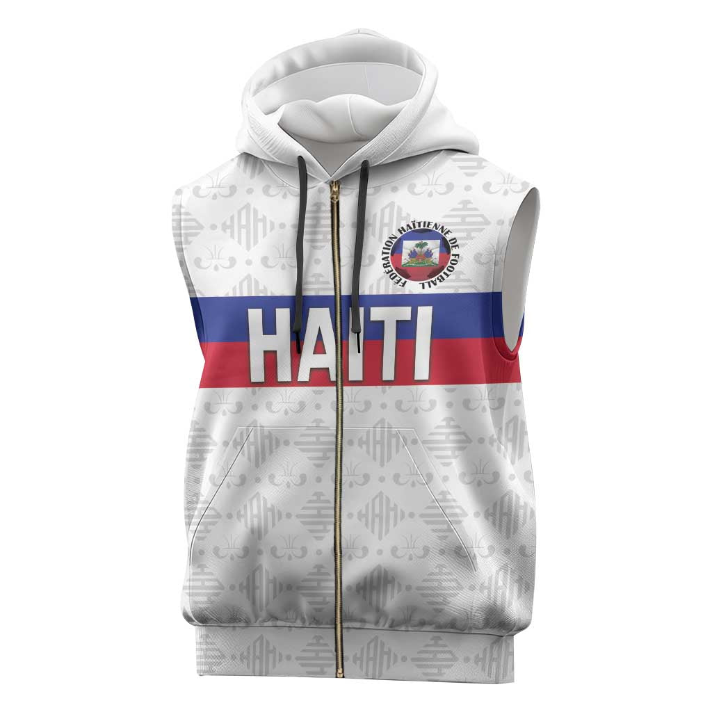 Custom Afro Haiti Football Sleeveless Zip Hoodie Ekip Foutbol Ayiti - African Pride