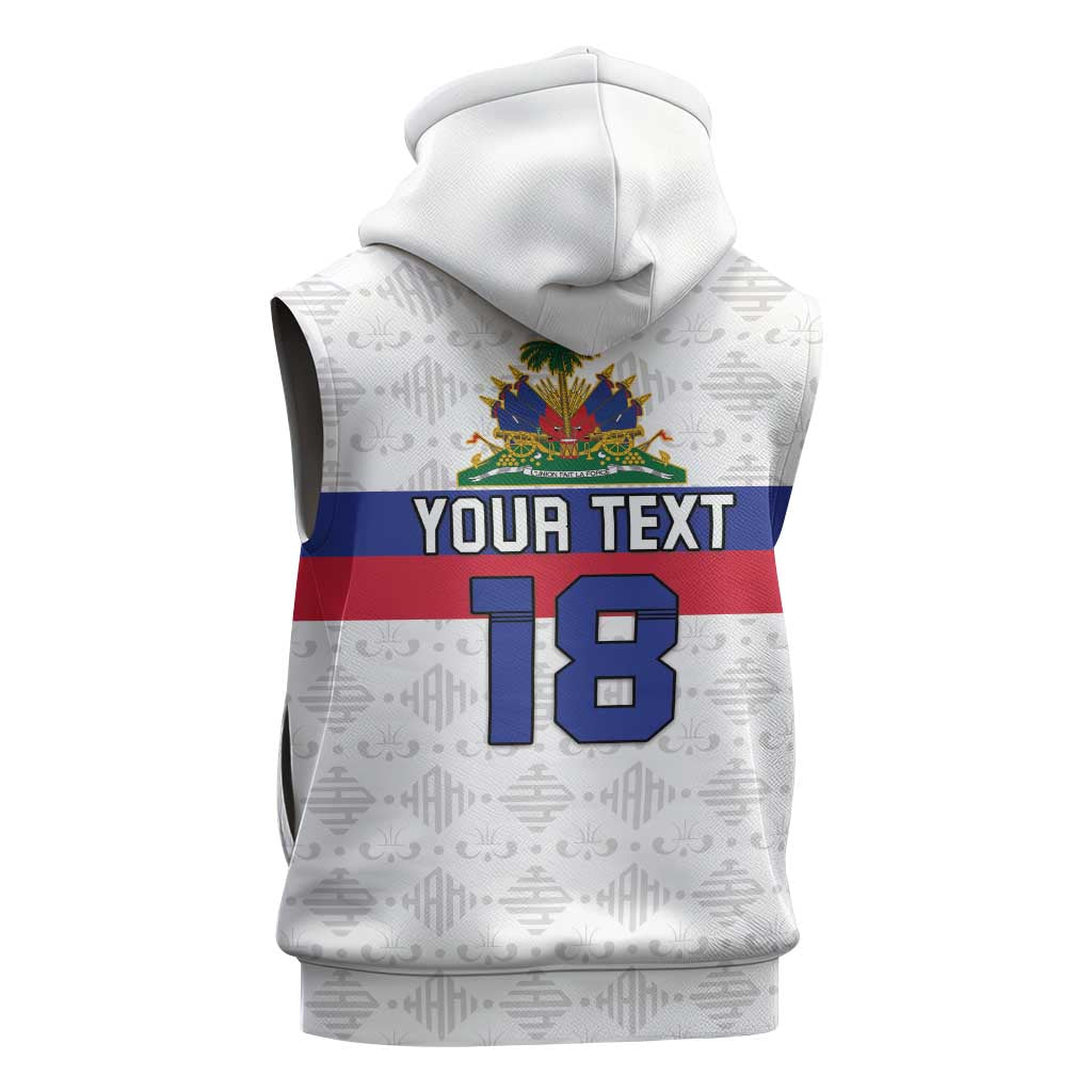 Custom Afro Haiti Football Sleeveless Zip Hoodie Ekip Foutbol Ayiti - African Pride