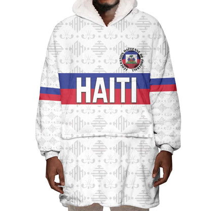 Custom Afro Haiti Football Wearable Blanket Hoodie Ekip Foutbol Ayiti - African Pride