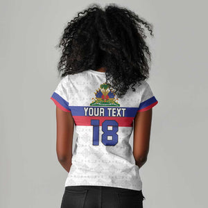 Custom Afro Haiti Football Women V-Neck T-Shirt Ekip Foutbol Ayiti - African Pride