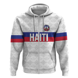 Custom Afro Haiti Football Zip Hoodie Ekip Foutbol Ayiti - African Pride