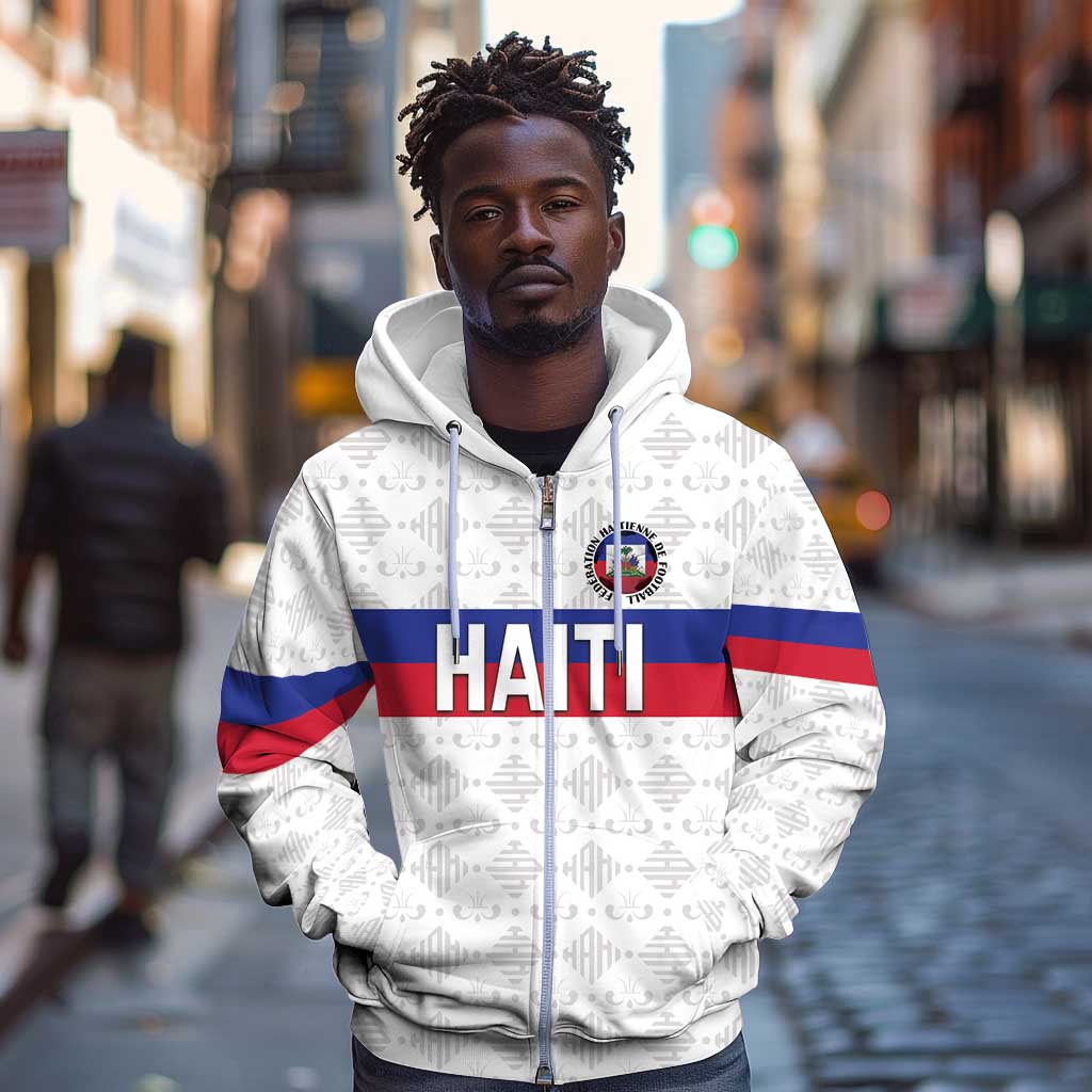 Custom Afro Haiti Football Zip Hoodie Ekip Foutbol Ayiti - African Pride