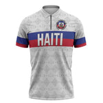Custom Afro Haiti Football Zipper Polo Shirt Ekip Foutbol Ayiti