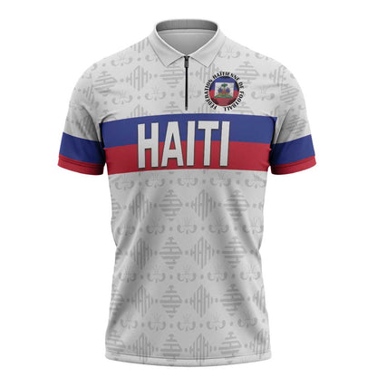 Custom Afro Haiti Football Zipper Polo Shirt Ekip Foutbol Ayiti