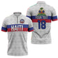 Custom Afro Haiti Football Zipper Polo Shirt Ekip Foutbol Ayiti