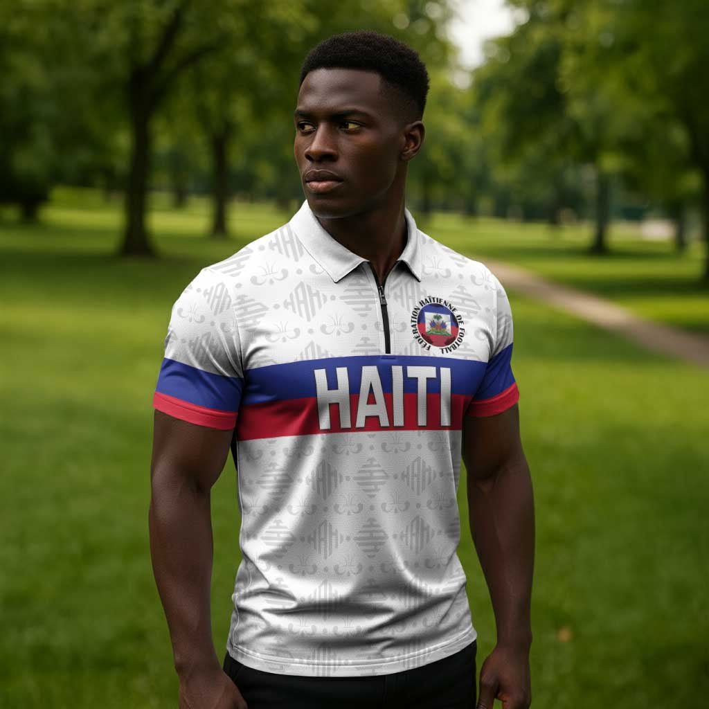 Custom Afro Haiti Football Zipper Polo Shirt Ekip Foutbol Ayiti