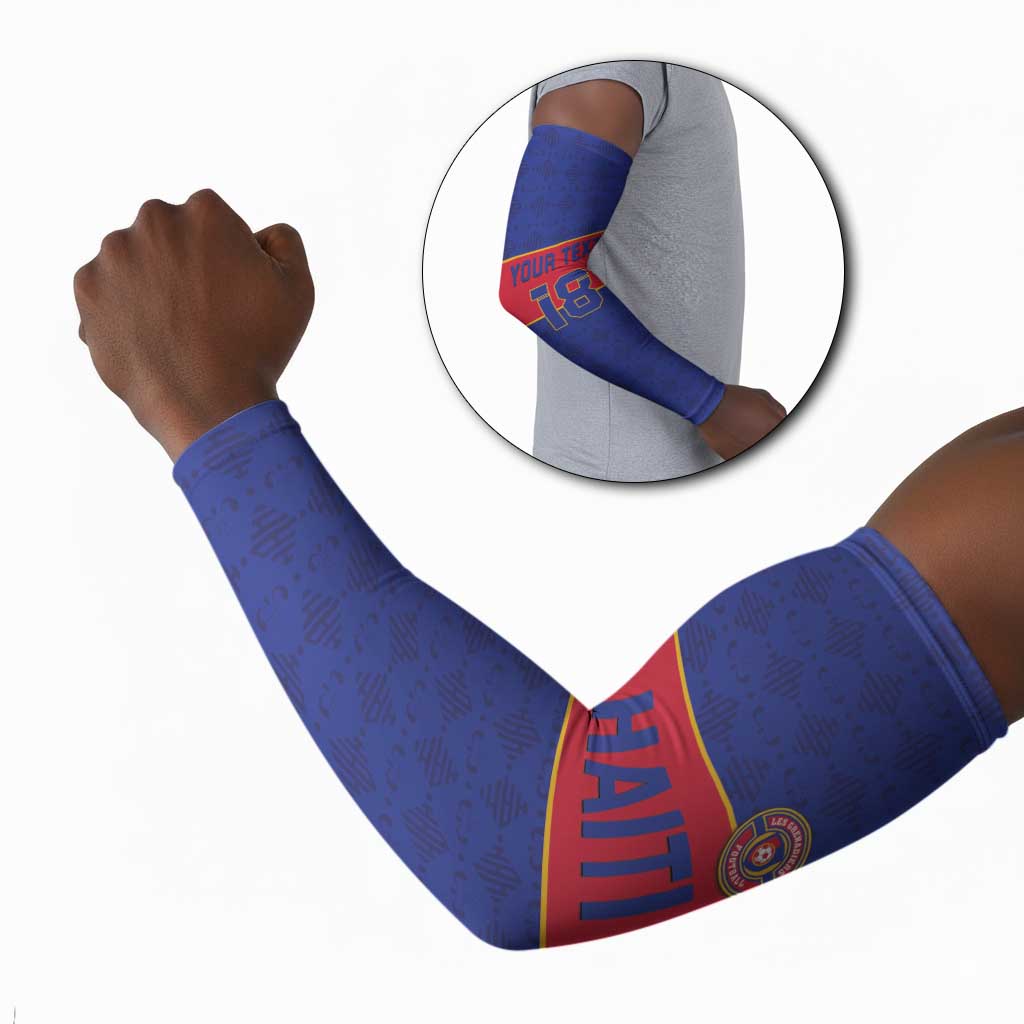 Custom Afro Haiti Football Arm Sleeves Le Rouge et Bleu Sporty Style
