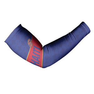 Custom Afro Haiti Football Arm Sleeves Le Rouge et Bleu Sporty Style