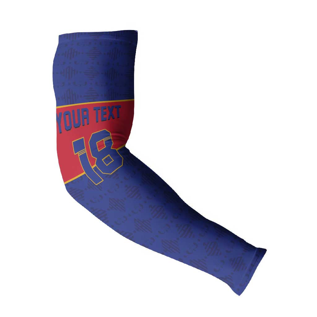 Custom Afro Haiti Football Arm Sleeves Le Rouge et Bleu Sporty Style