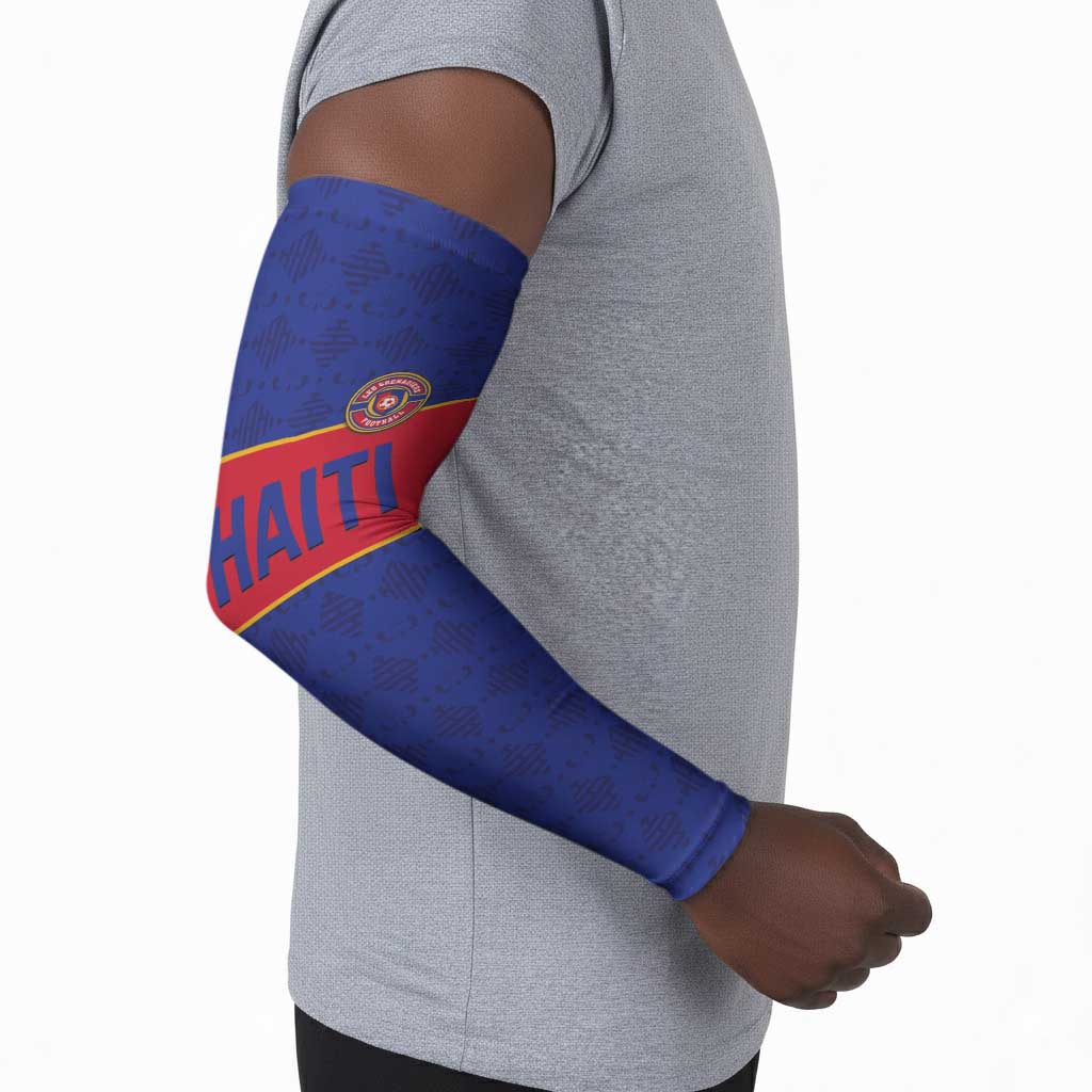 Custom Afro Haiti Football Arm Sleeves Le Rouge et Bleu Sporty Style