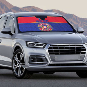 Custom Afro Haiti Football Auto Sun Shade Le Rouge et Bleu Sporty Style