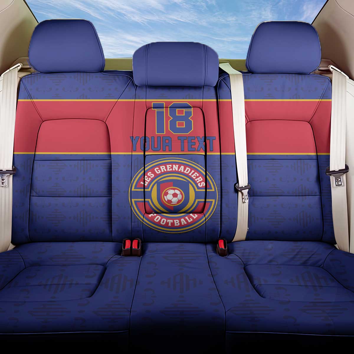 Custom Afro Haiti Football Back Car Seat Cover Le Rouge et Bleu Sporty Style - African Pride