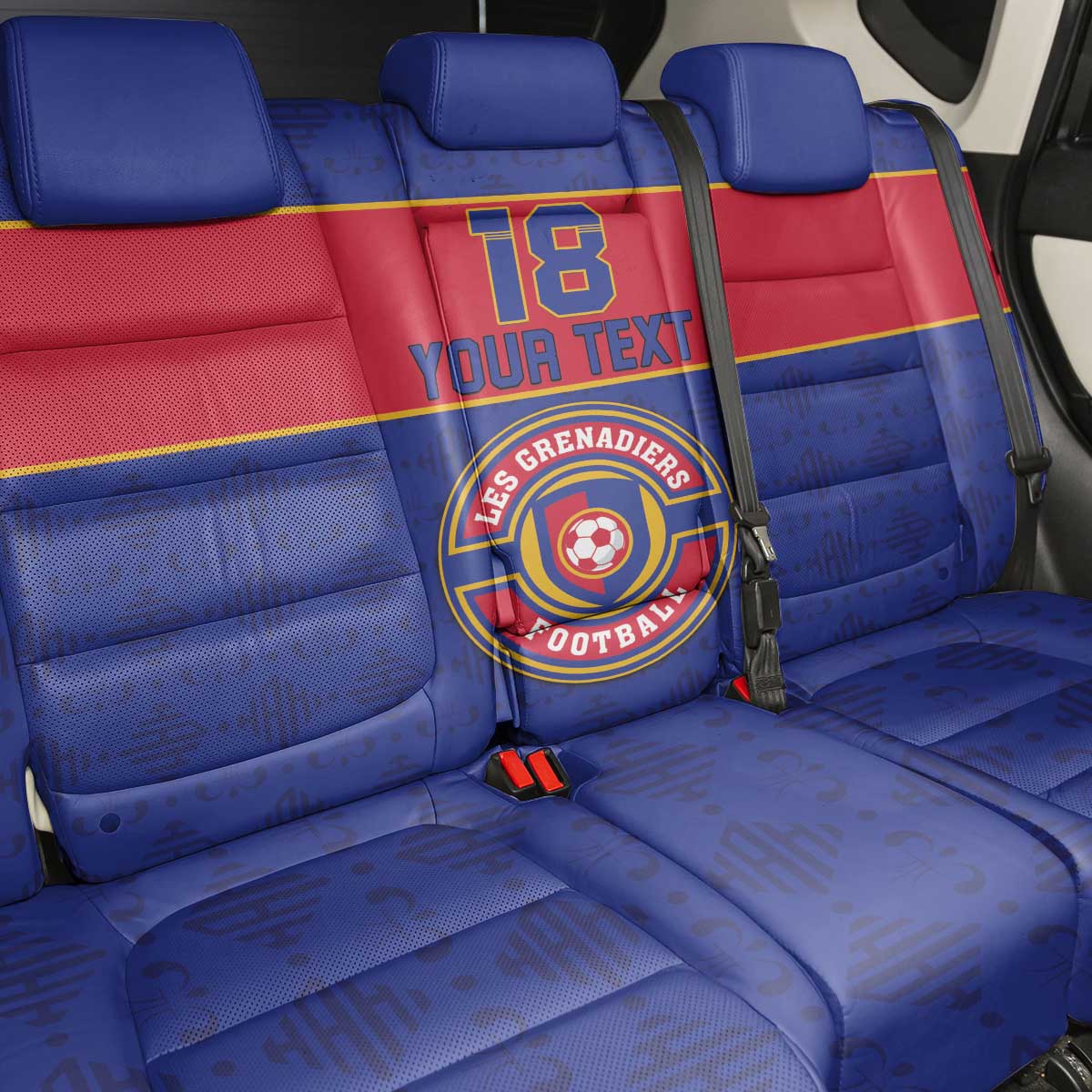 Custom Afro Haiti Football Back Car Seat Cover Le Rouge et Bleu Sporty Style - African Pride