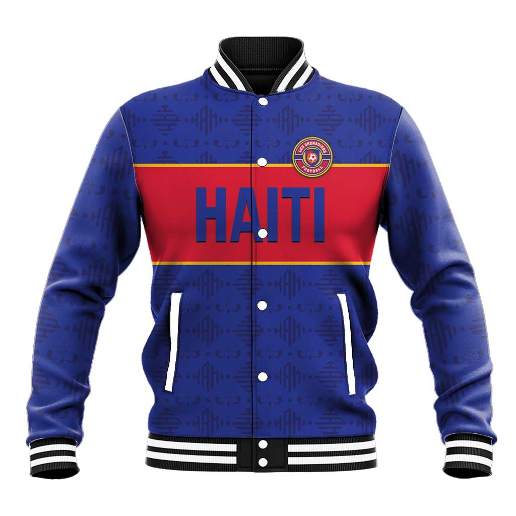 Custom Afro Haiti Football Baseball Jacket Le Rouge et Bleu Sporty Style - African Pride