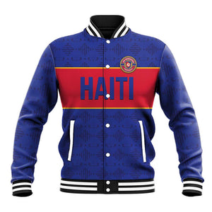 Custom Afro Haiti Football Baseball Jacket Le Rouge et Bleu Sporty Style - African Pride
