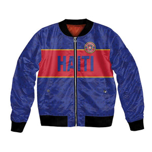 Custom Afro Haiti Football Bomber Jacket Le Rouge et Bleu Sporty Style - African Pride