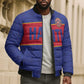 Custom Afro Haiti Football Bomber Puffer Jacket Le Rouge et Bleu Sporty Style