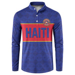 Custom Afro Haiti Football Button Sweatshirt Le Rouge et Bleu Sporty Style