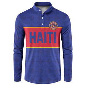 Custom Afro Haiti Football Button Sweatshirt Le Rouge et Bleu Sporty Style