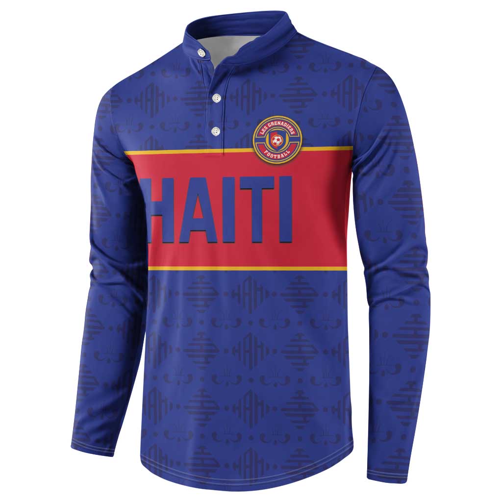 Custom Afro Haiti Football Button Sweatshirt Le Rouge et Bleu Sporty Style