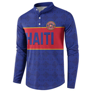 Custom Afro Haiti Football Button Sweatshirt Le Rouge et Bleu Sporty Style