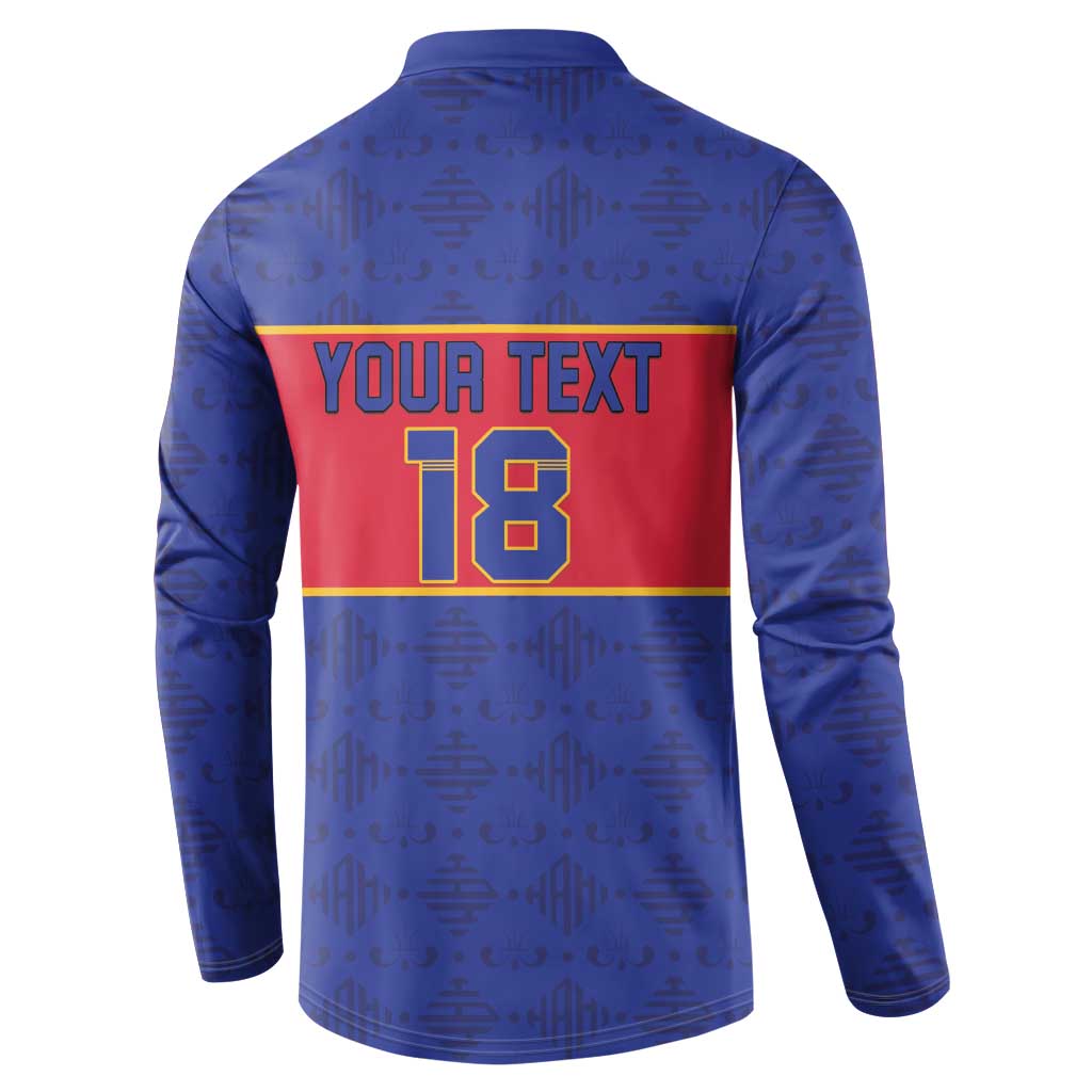 Custom Afro Haiti Football Button Sweatshirt Le Rouge et Bleu Sporty Style