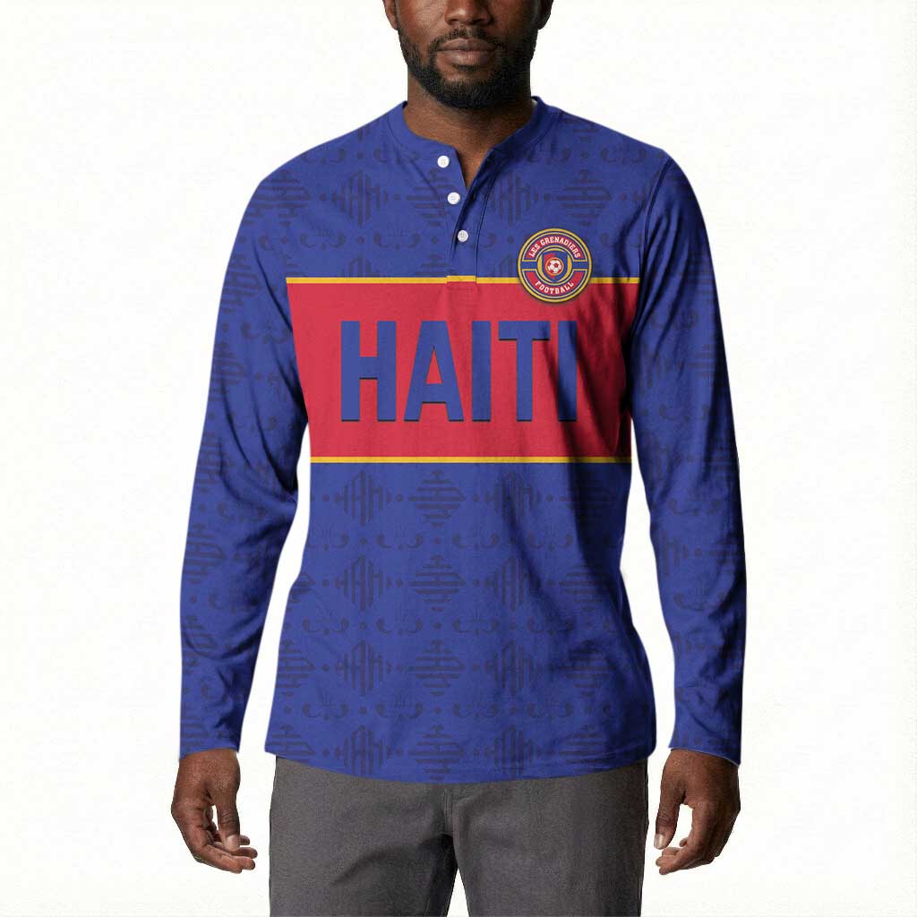 Custom Afro Haiti Football Button Sweatshirt Le Rouge et Bleu Sporty Style