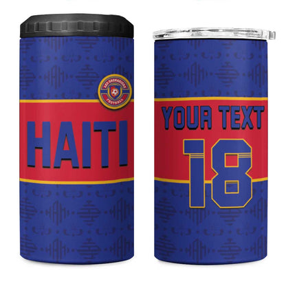 Custom Afro Haiti Football 4 in 1 Can Cooler Tumbler Le Rouge et Bleu Sporty Style - African Pride