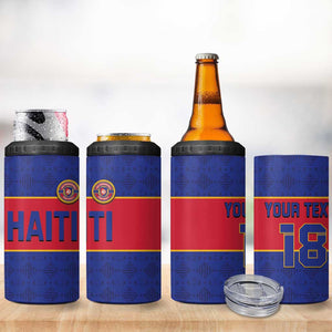 Custom Afro Haiti Football 4 in 1 Can Cooler Tumbler Le Rouge et Bleu Sporty Style - African Pride