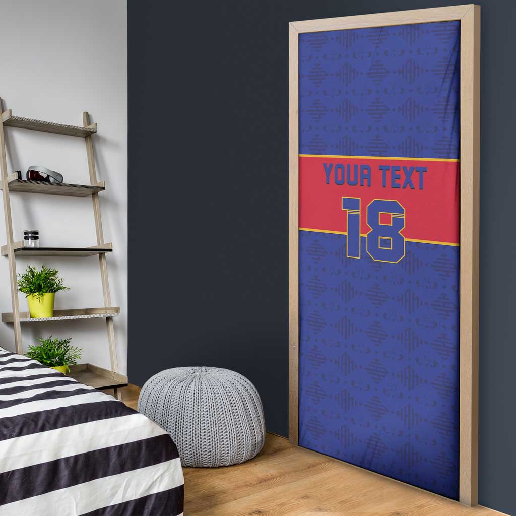 Custom Afro Haiti Football Door Cover Le Rouge et Bleu Sporty Style