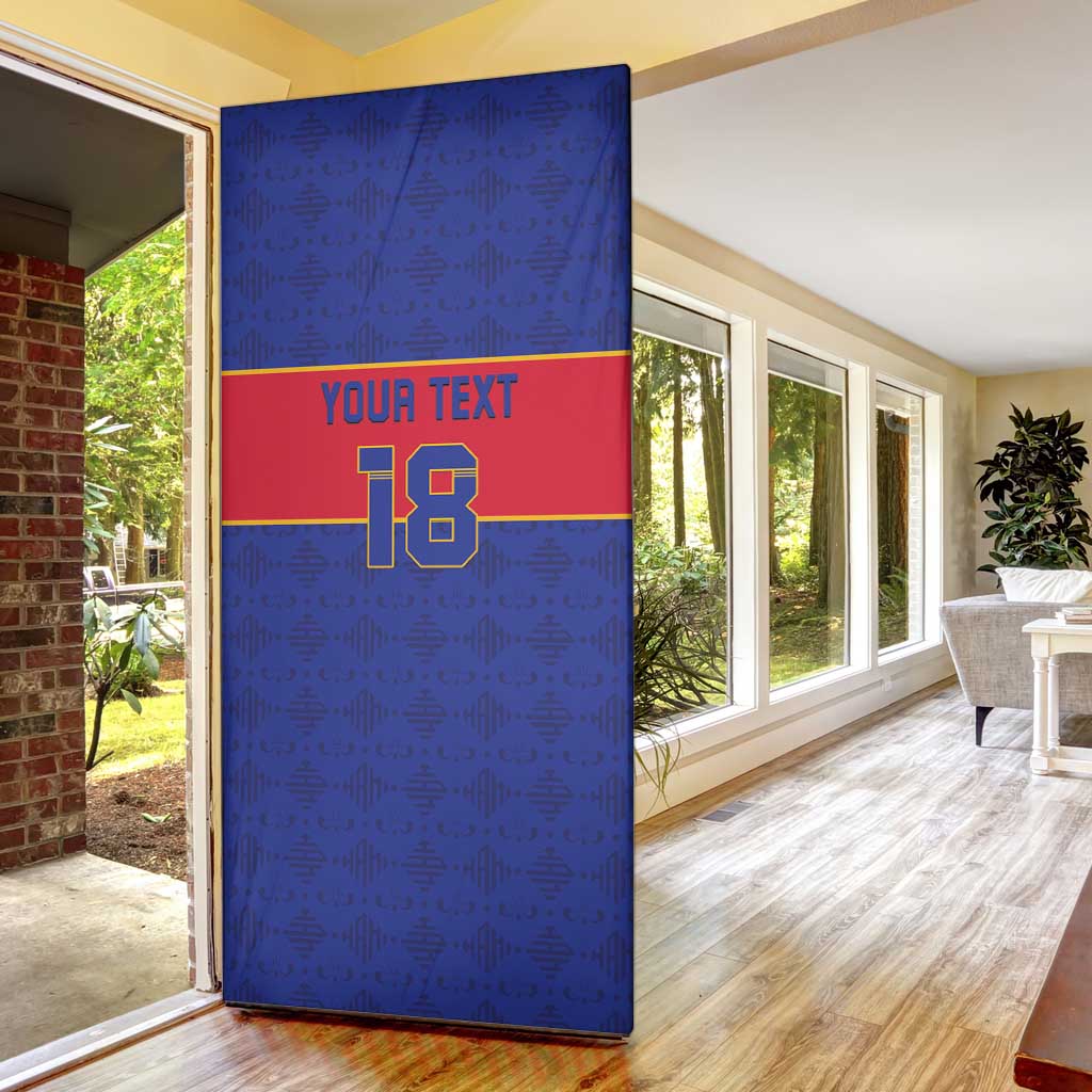 Custom Afro Haiti Football Door Cover Le Rouge et Bleu Sporty Style