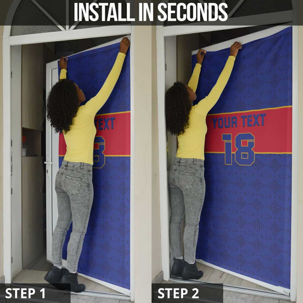 Custom Afro Haiti Football Door Cover Le Rouge et Bleu Sporty Style