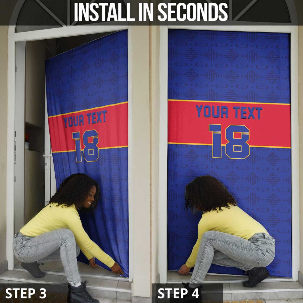 Custom Afro Haiti Football Door Cover Le Rouge et Bleu Sporty Style