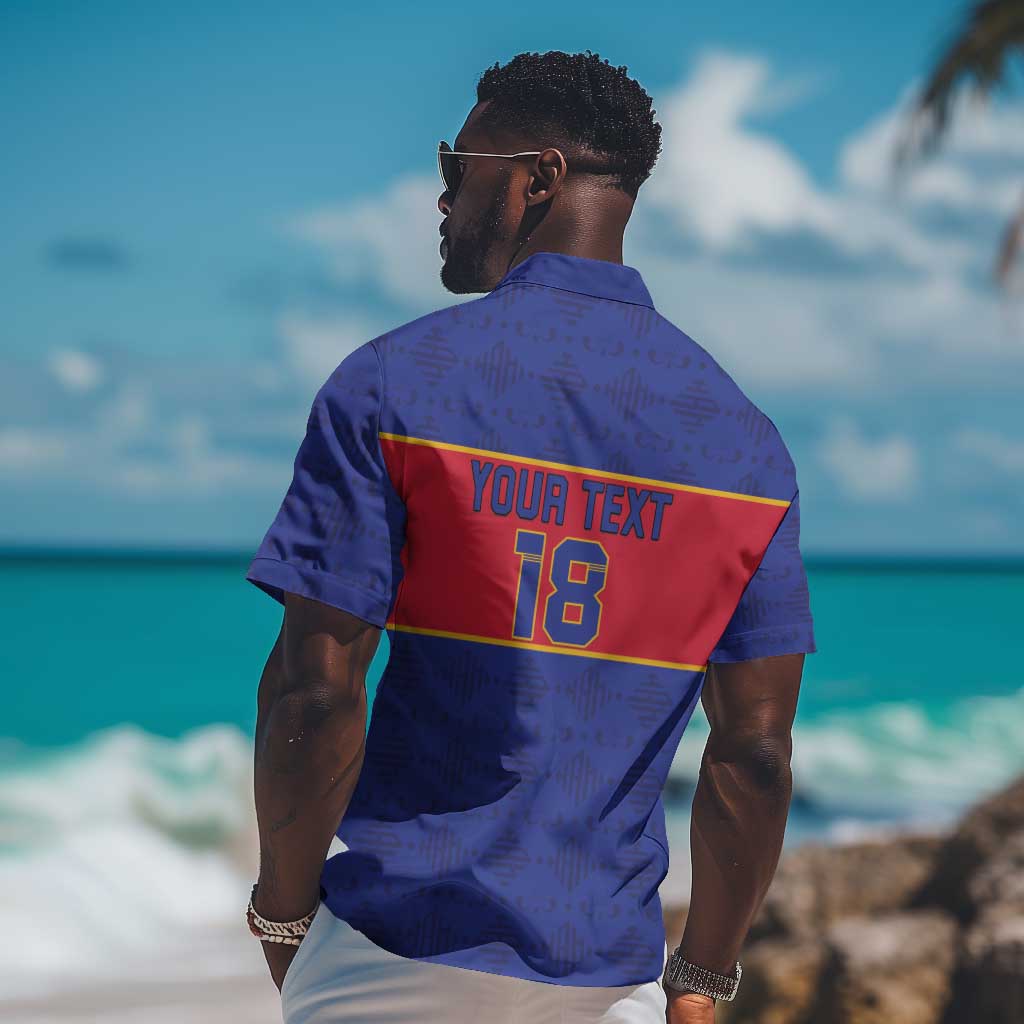 Custom Afro Haiti Football Hawaiian Shirt Le Rouge et Bleu Sporty Style - African Pride