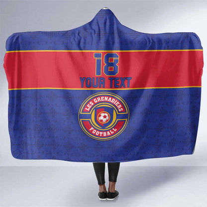 Custom Afro Haiti Football Hooded Blanket Le Rouge et Bleu Sporty Style - African Pride