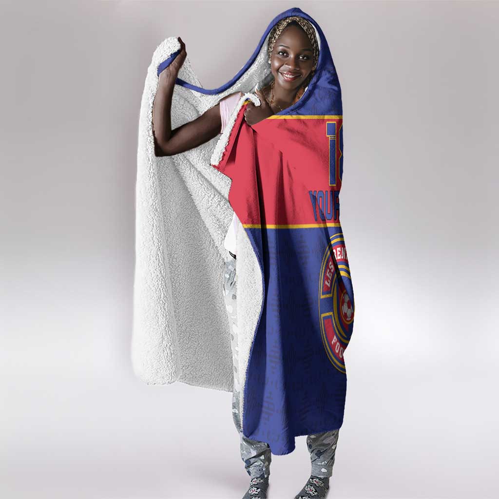 Custom Afro Haiti Football Hooded Blanket Le Rouge et Bleu Sporty Style - African Pride