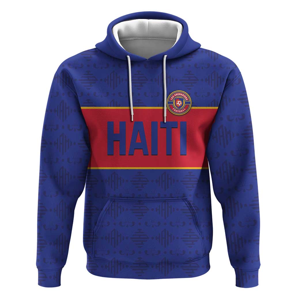 Custom Afro Haiti Football Hoodie Le Rouge et Bleu Sporty Style - African Pride