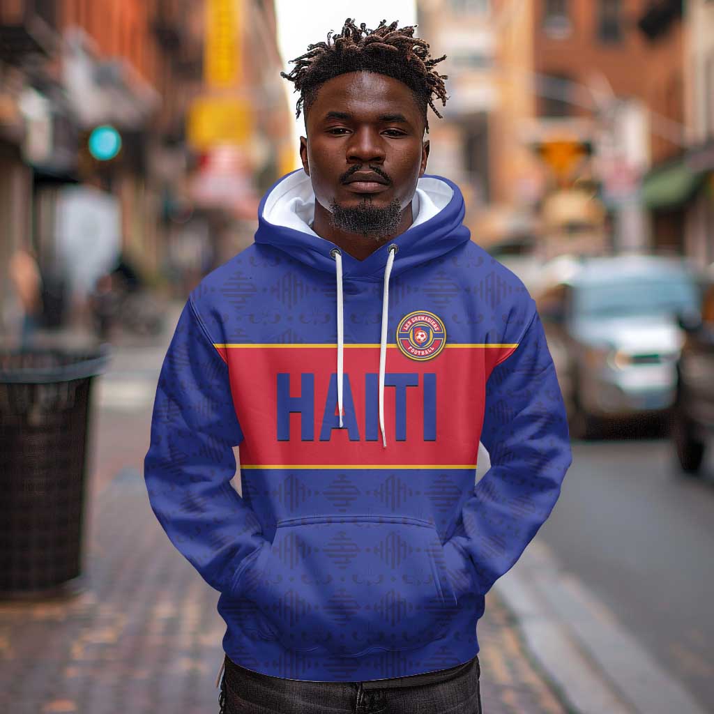 Custom Afro Haiti Football Hoodie Le Rouge et Bleu Sporty Style - African Pride