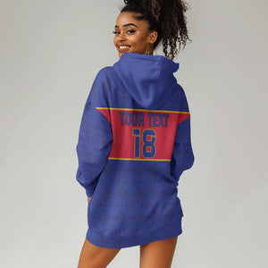Custom Afro Haiti Football Hoodie Dress Le Rouge et Bleu Sporty Style - African Pride