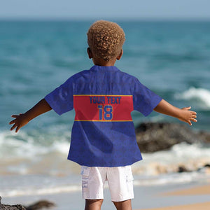 Custom Afro Haiti Football Kid Hawaiian Shirt Le Rouge et Bleu Sporty Style - African Pride