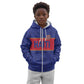 Custom Afro Haiti Football Kid Hoodie Le Rouge et Bleu Sporty Style - African Pride