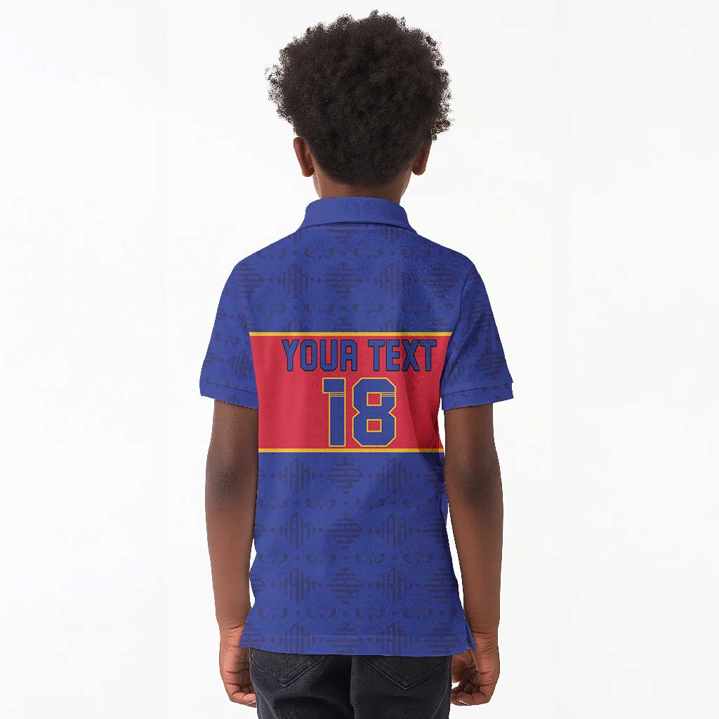 Custom Afro Haiti Football Kid Polo Shirt Le Rouge et Bleu Sporty Style - African Pride