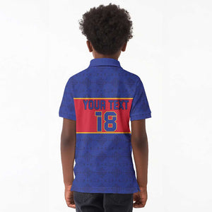 Custom Afro Haiti Football Kid Polo Shirt Le Rouge et Bleu Sporty Style - African Pride