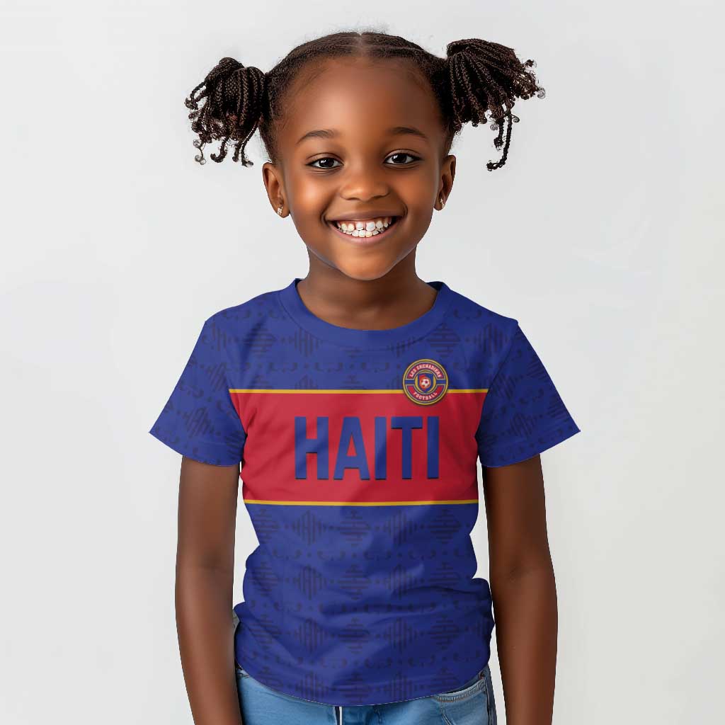 Custom Afro Haiti Football Kid T shirt Le Rouge et Bleu Sporty Style - African Pride
