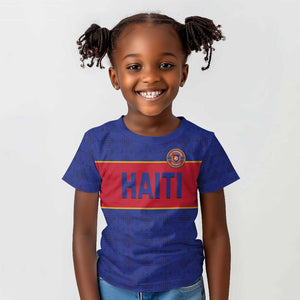 Custom Afro Haiti Football Kid T shirt Le Rouge et Bleu Sporty Style - African Pride
