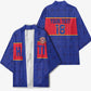 Custom Afro Haiti Football Kimono Le Rouge et Bleu Sporty Style